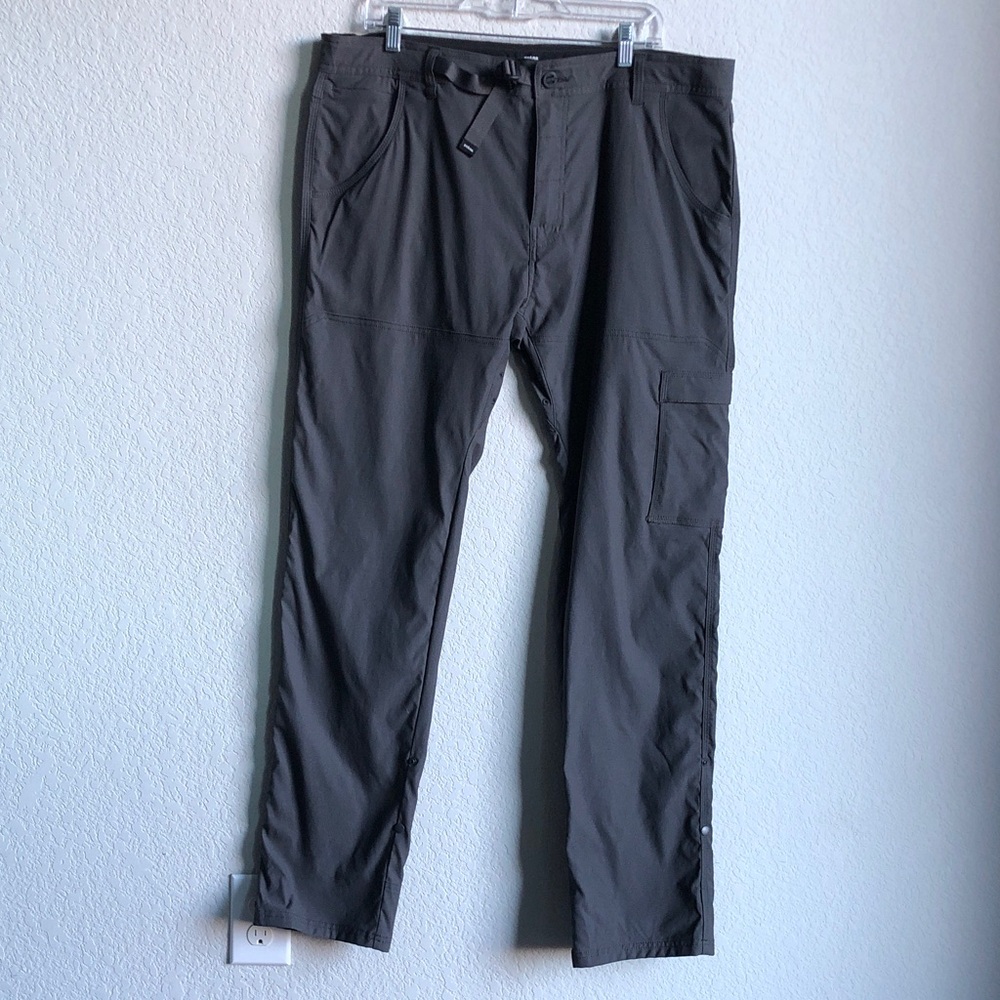 Prana Mens Zion Hiking Pants Grey 38 Slim Fit Belted
